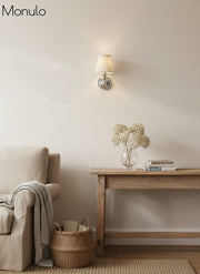 Kalvora Drum Shade Wall Sconce – Fabric Sconce Light for Cozy Cottage Lighting