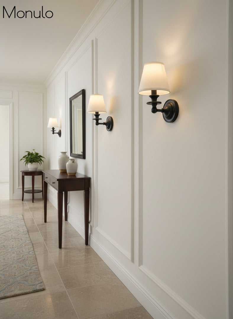 Aplique de pared Rowan con pantalla cilíndrica – Aplique de tela para una iluminación acogedora de estilo rústico