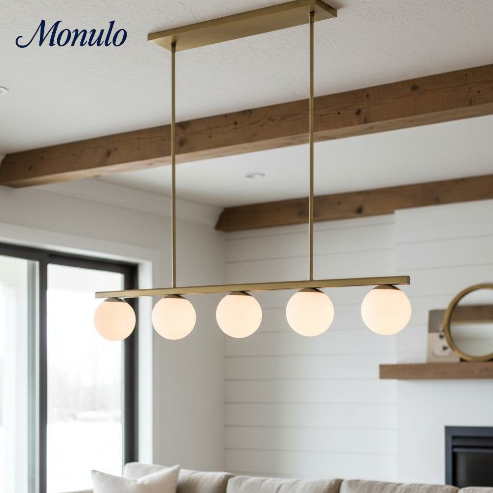 Lustre Brelia en verre opale — Plafonnier contemporain pour entrée d'hôtel et restaurant 