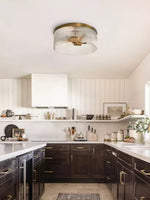 Load image into Gallery viewer, Round Ribbed Glass Flush Mount Ceiling Light
