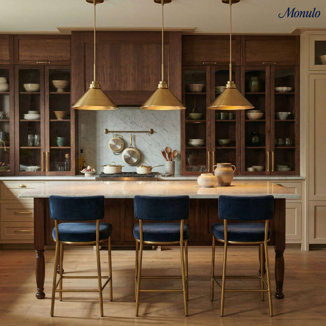 Lámpara colgante cónica Aurenza de estilo rústico moderno: iluminación regulable para cocina y entrada.