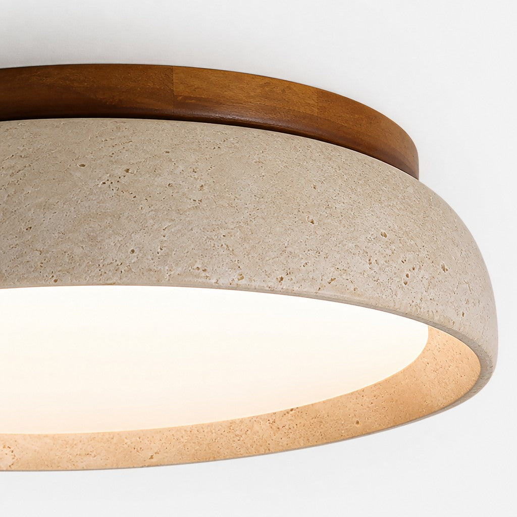 Travira Sculptural Travertine Ceiling Fixture - Soft Ambient Light for Bedroom Living Room or Entryway