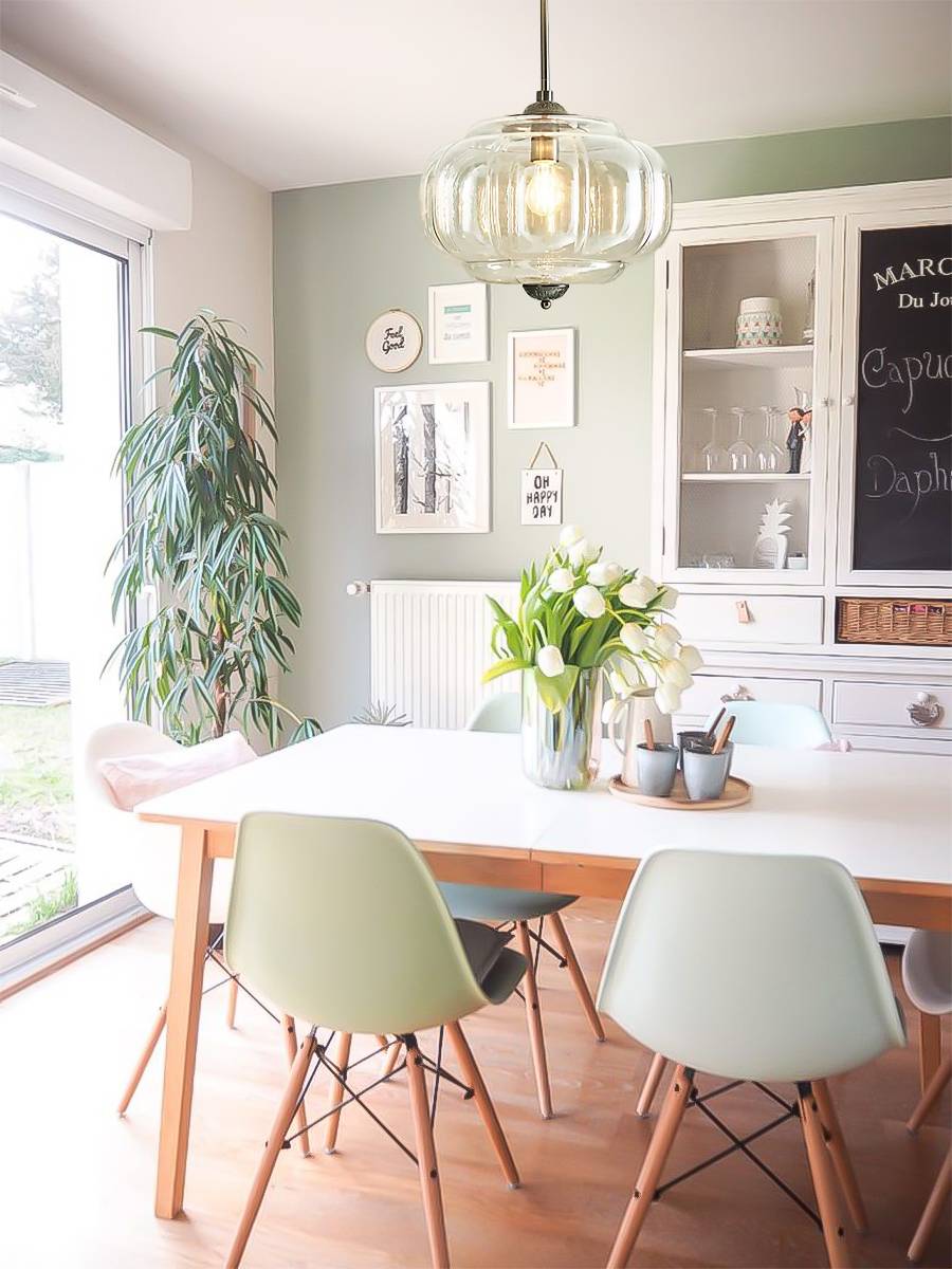 Vintage Milk Glass Semi Flush Mount Eloise Pendant Light