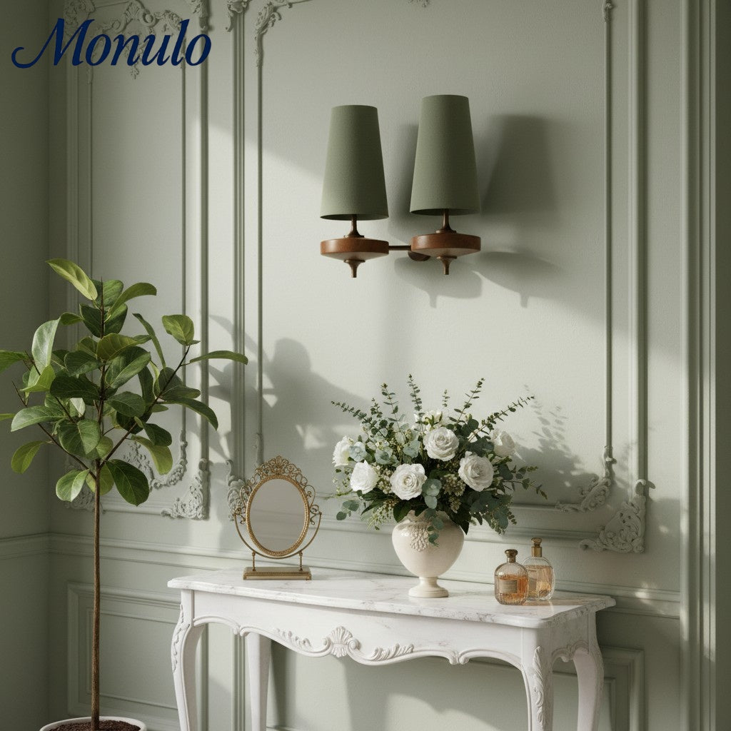 Aplique de pared Rowan Retro con pantalla de tela: iluminación clásica de tela para el dormitorio
