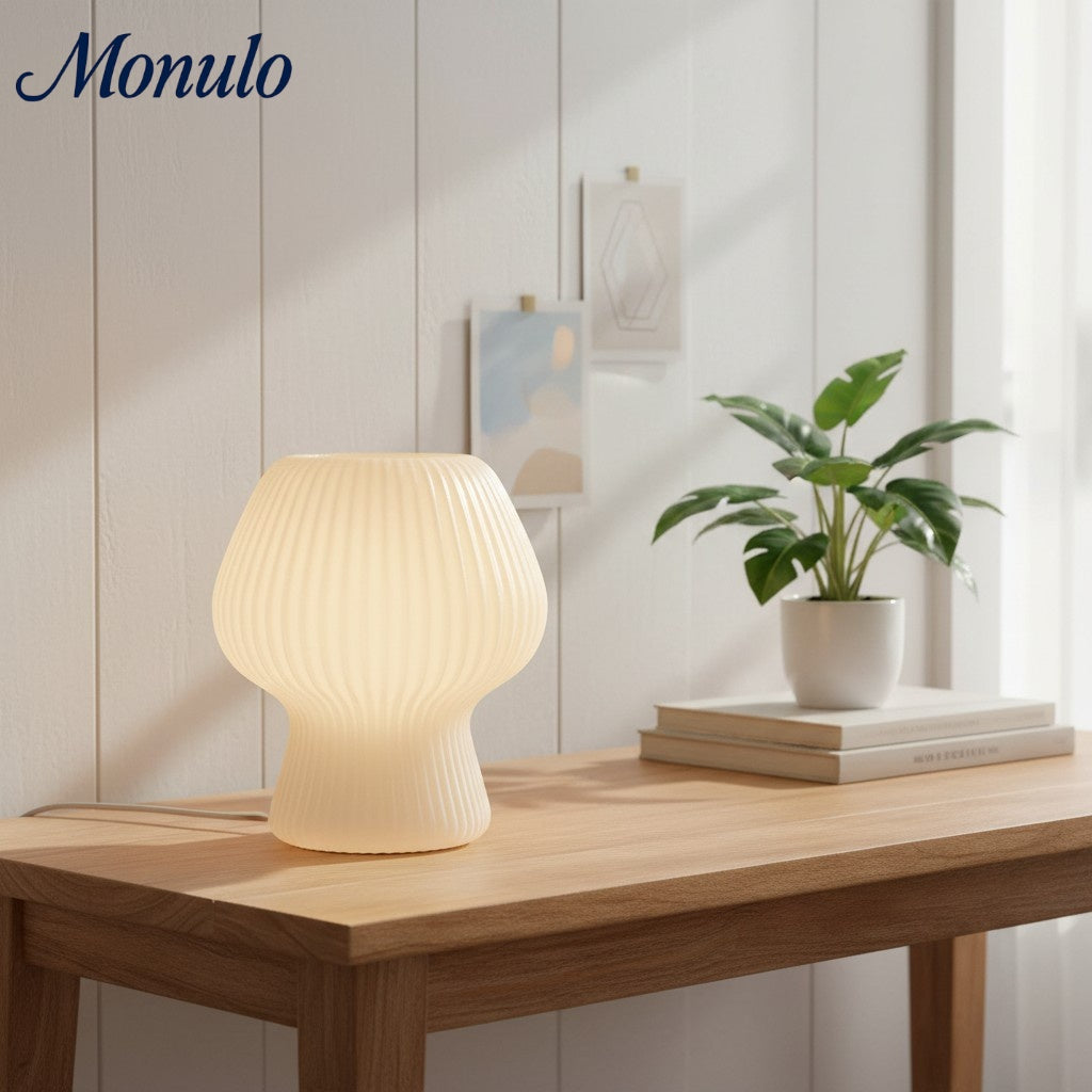 Lampe de table moderne Rivrona en verre côtelé – Éclairage d'accent design pour chambre et salon