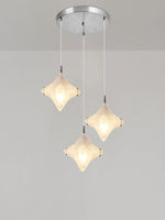 Bild in der Galerieansicht laden, Art Deco Stern Treppenpendelleuchte – Mattglas Hängeleuchte – Astris Altair
