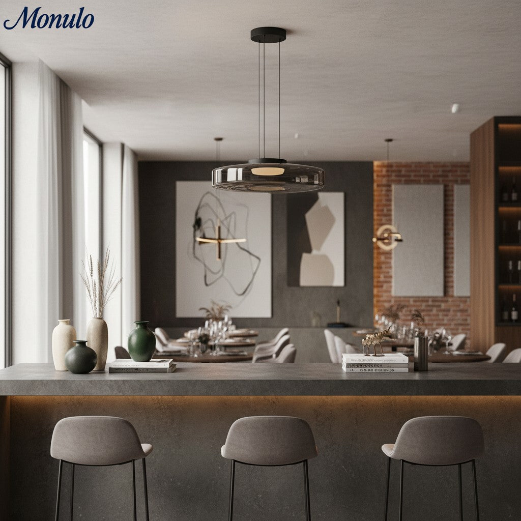 Verdoma Stacked Disc Form Glass Pendant Light Contemporary Nordic Lighting for Kitchens