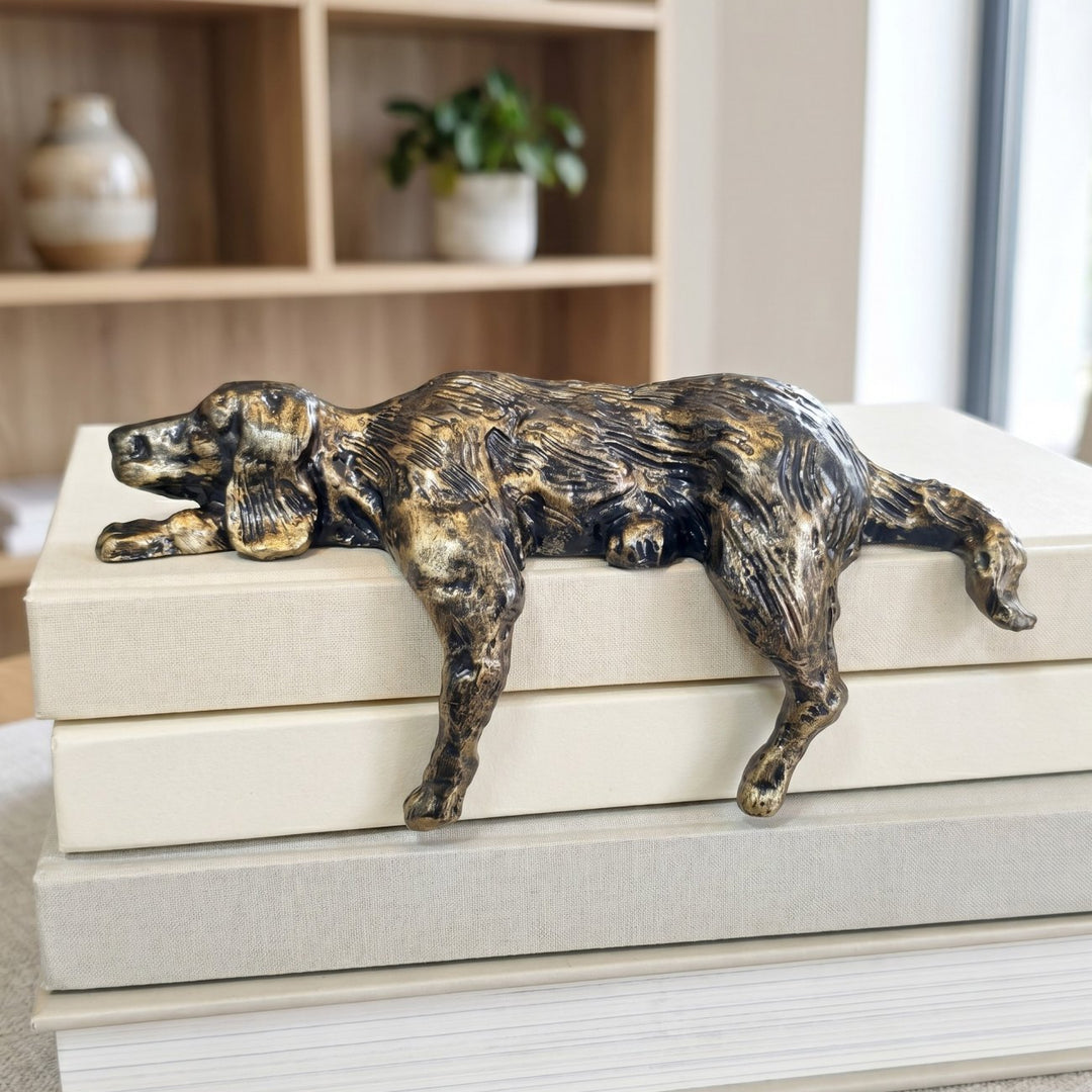 Escultura Geométrica de Perro Floxo Decoración Moderna - Arte Minimalista de Hierro para Escritorio