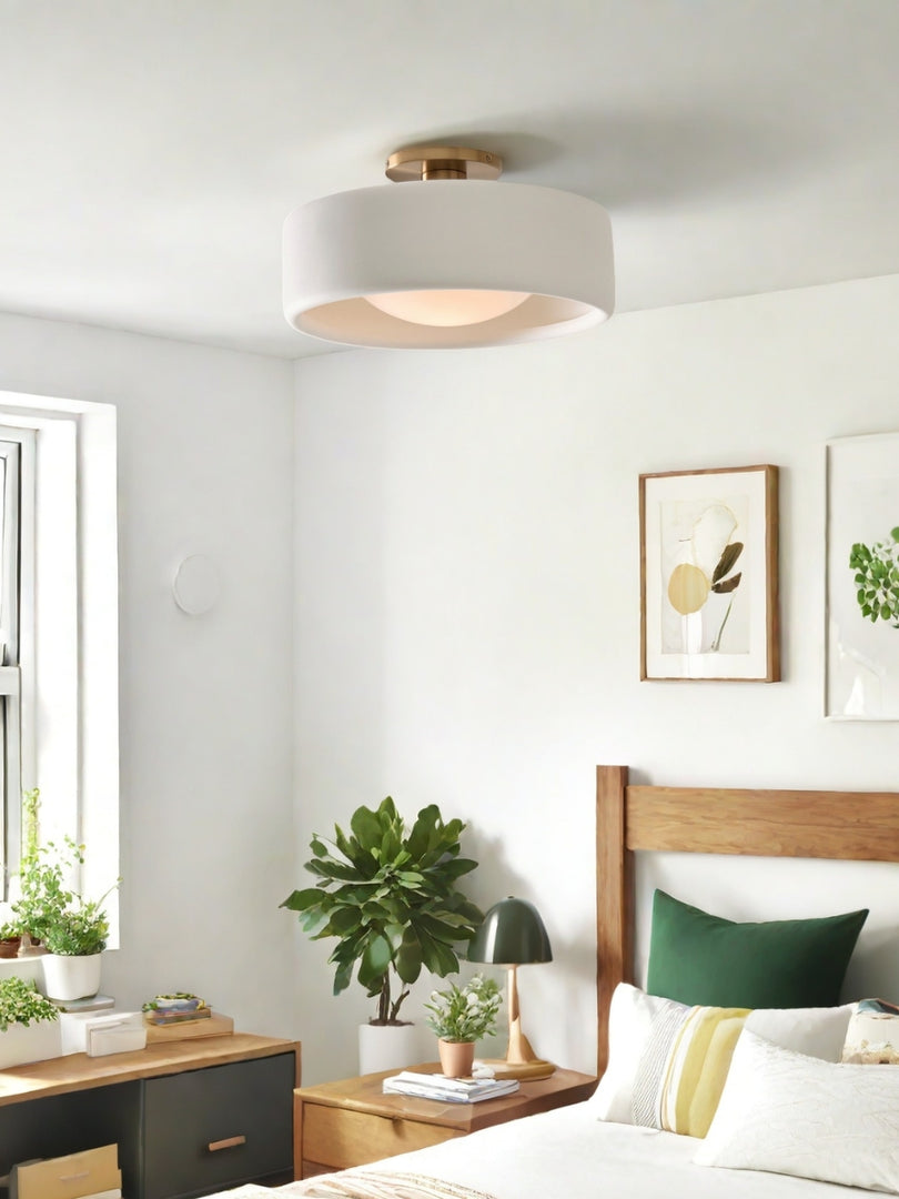 Lámpara de techo empotrada de porcelana: luminaria moderna de perfil bajo 