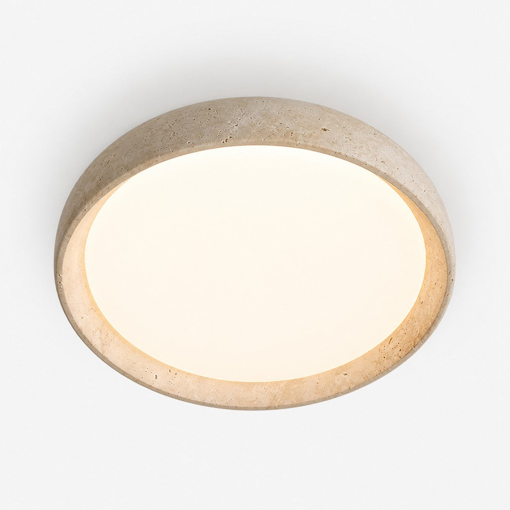 Travira Sculptural Travertine Ceiling Fixture - Soft Ambient Light for Bedroom Living Room or Entryway
