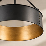 Load image into Gallery viewer, Velara Round Black Drum Pendant Light - Industrial Vintage Style for Dining Room or Living Room