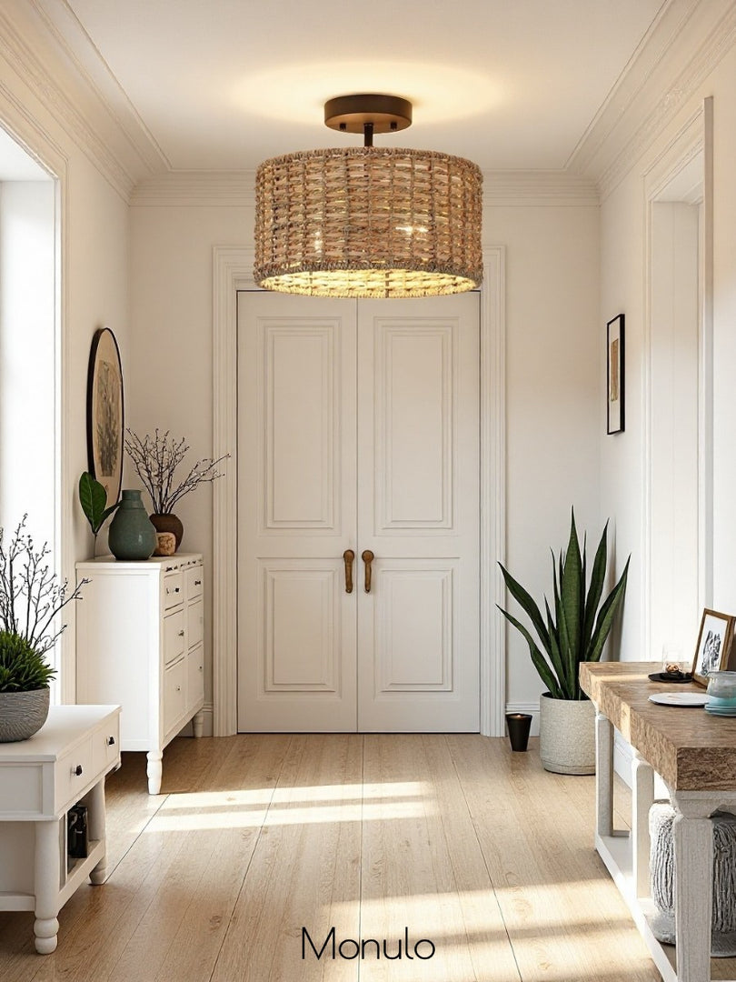 Plafonnier semi-encastré à 2 lumières de style bohème