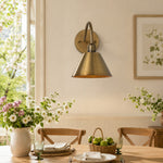 Load image into Gallery viewer, Industrial Modern Tapered Brass Gooseneck Sconce with Metal Silhouette