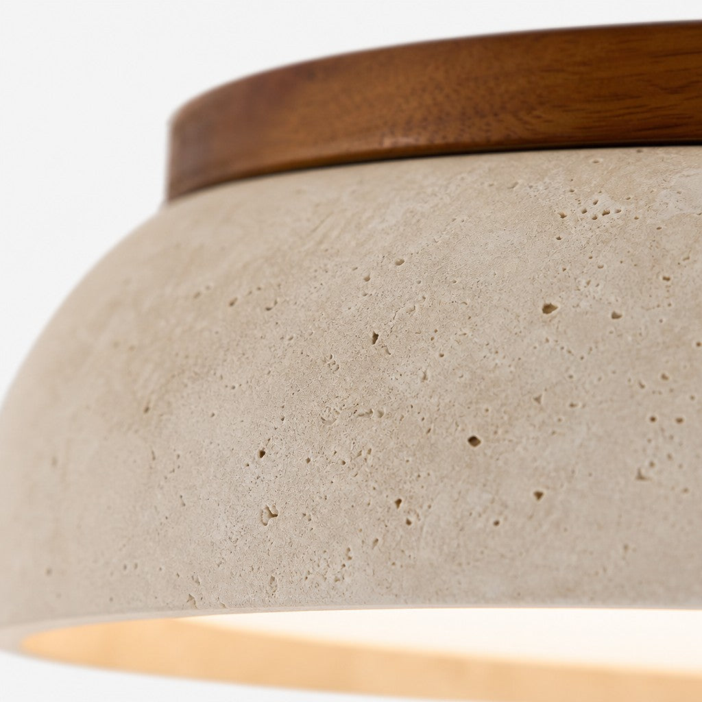 Travira Sculptural Travertine Ceiling Fixture - Soft Ambient Light for Bedroom Living Room or Entryway