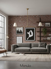 Fibura Linear Fabric Chandelier - Modern Brass Linear Chandelier