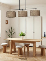 Load image into Gallery viewer, 3 Light Rustic Drum Hand Woven Rattan Pendant Light

