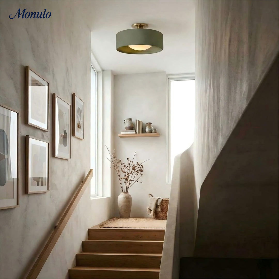 Cerova Contemporary Porcelain Flush Mount Ceiling Light – Soft Ambient Illumination for Hallways and Offices