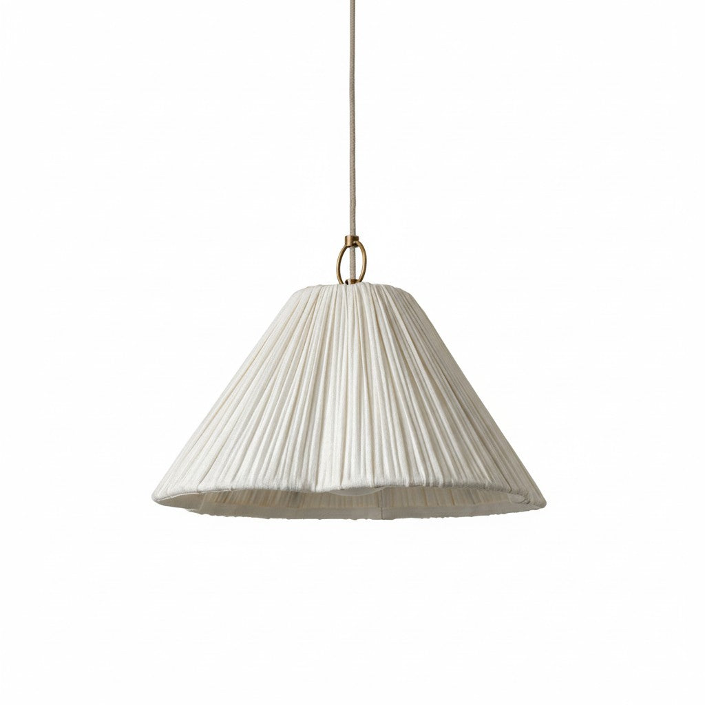 Lámpara colgante Luminella con pantalla festoneada texturizada: una luz de techo de diseño para interiores contemporáneos. 