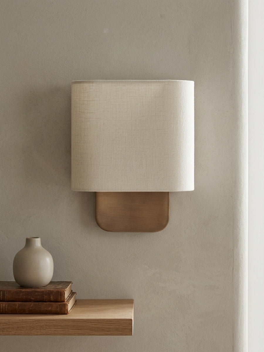 Nolvara Aleena Soft Fabric Luxe Metal Fabric Wall Sconce for Bedroom Reading Light