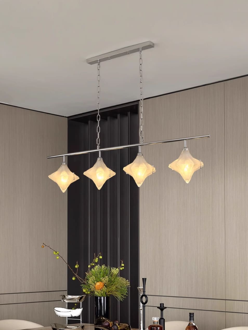 Lámpara colgante lineal Art Déco Star: iluminación elegante para isla de cocina - Astris Cassiopeia 