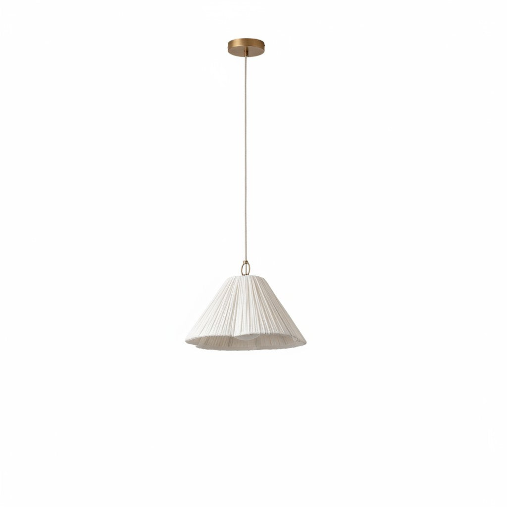 Lámpara colgante Luminella con pantalla festoneada texturizada: una luz de techo de diseño para interiores contemporáneos. 