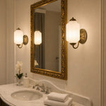 Load image into Gallery viewer, Eloise Vintage Scalloped Milk Glass Wall Sconce - Modern Accent Lighting for Bathroom and Bedroom