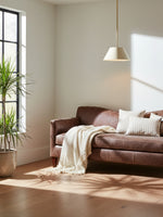 Load image into Gallery viewer, Foldray Leather Drum Pendant Light - Nordic Brass Fixture for Dining
