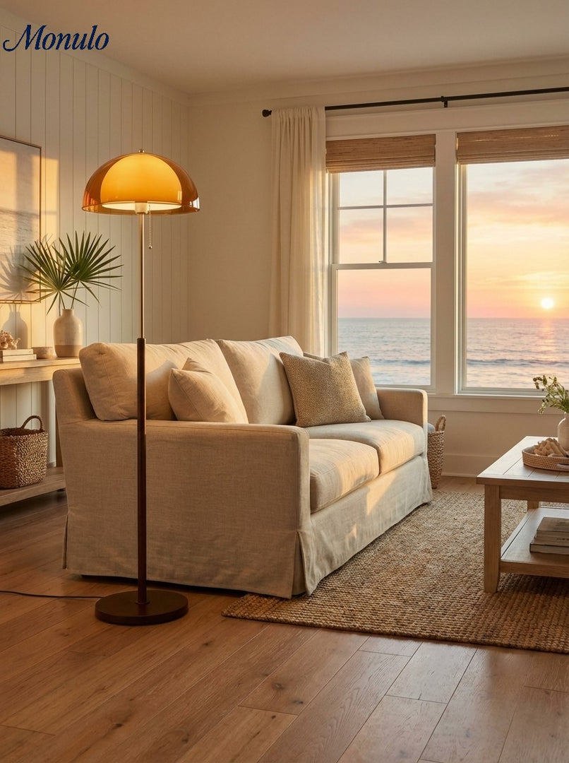 Lampe sur pied à lignes épurées modernes Sunset Afterglow, lumière minimaliste pour chambre et salon