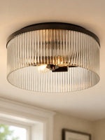 Bild in Gallery-Viewer laden, Bravira Elegant gerippte Glas-Deckenleuchte – moderne flache Leuchte für Schlafzimmer