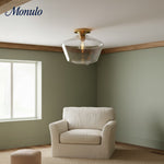 Load image into Gallery viewer, Merin Clean-Line Glass Flushmount Fixture — Contemporary Ceiling Light for Kitchens &amp; Living Rooms
