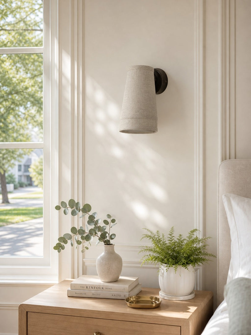 Zalen Weiche Retro-Leinen-Wandlampe aus bronzenem Metall für Wohnzimmer- und Flur-Akzentbeleuchtung