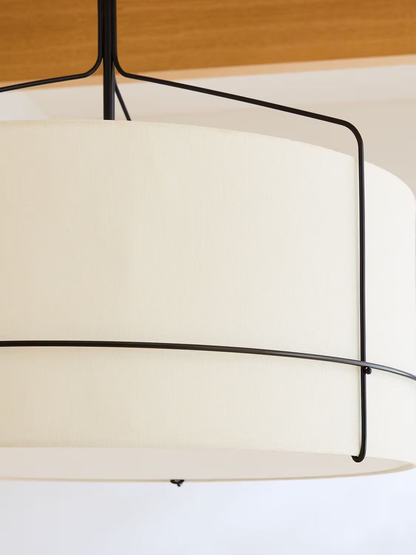 Horelia Linen Drum Pendant Light – Modern Drum Shade For Dining Room