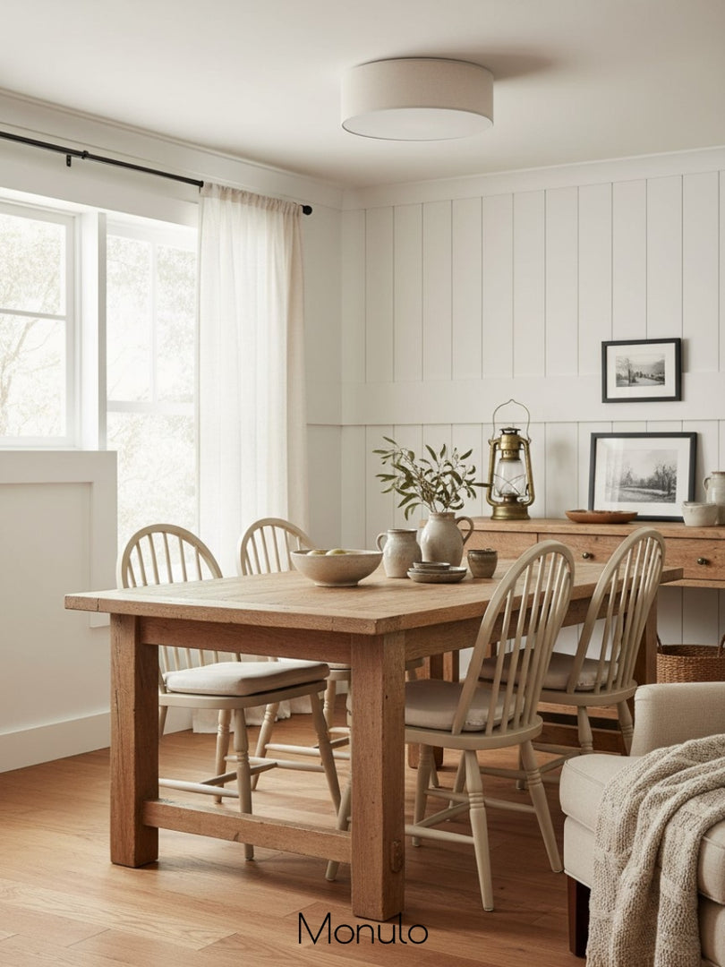 Soft Ceiling Lamp - Fabric & Acrylic Round Light for Ambient Glow