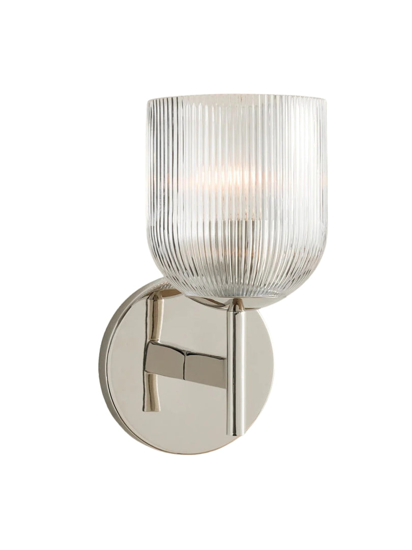 Bravira gerippte Glasschale – Messing- & Glas-Wandlampe in Einzel-, Doppel- & Dreifach-Designs