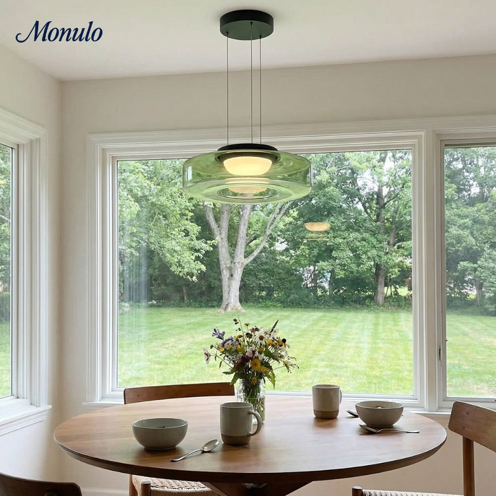 Lámpara colgante de vidrio con forma de disco apilado Verdoma Iluminación nórdica contemporánea para cocinas