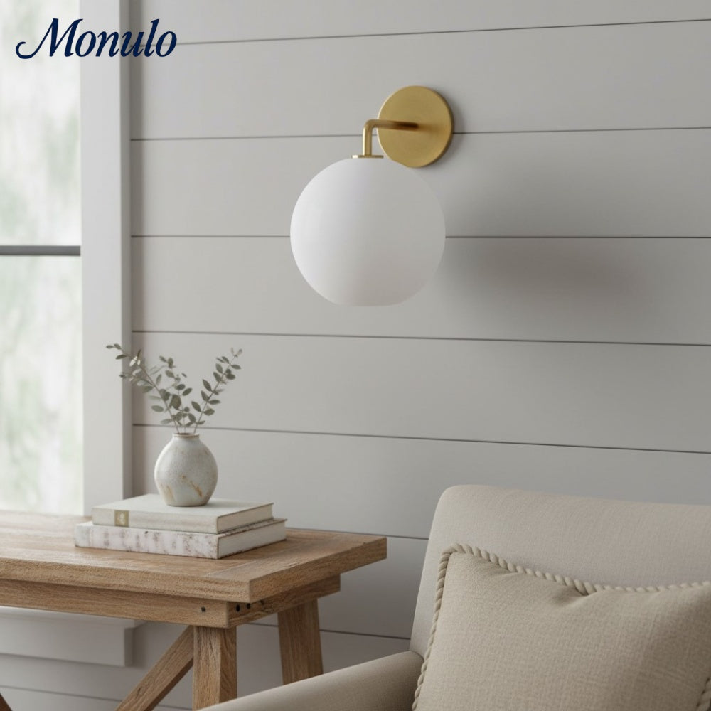 Selvion Art-Glass Globe Wall Sconce – Elegant Modern Wall Light for Bathrooms, Halls & Living Spaces