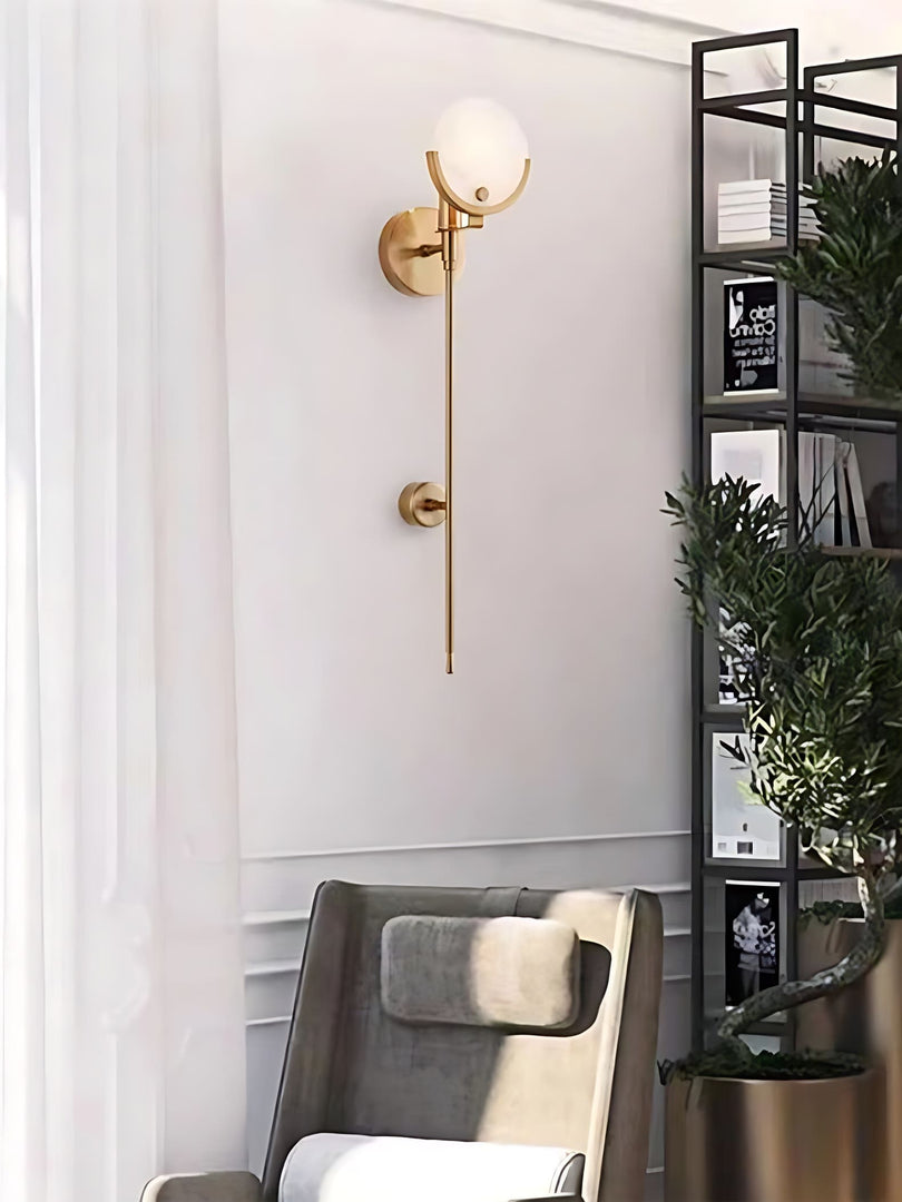 Aplique de pared de alabastro Antoinett redondo, de estilo largo y ligero, de lujo