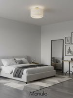 Load image into Gallery viewer, Dumora Double Drum Ceiling Light - Fabric Shade Flush Mount Elegance
