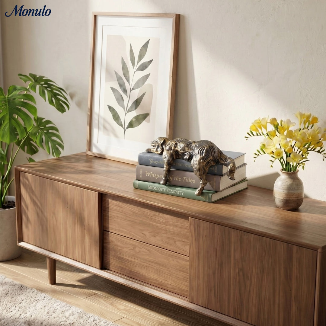 Escultura Geométrica de Perro Floxo Decoración Moderna - Arte Minimalista de Hierro para Escritorio