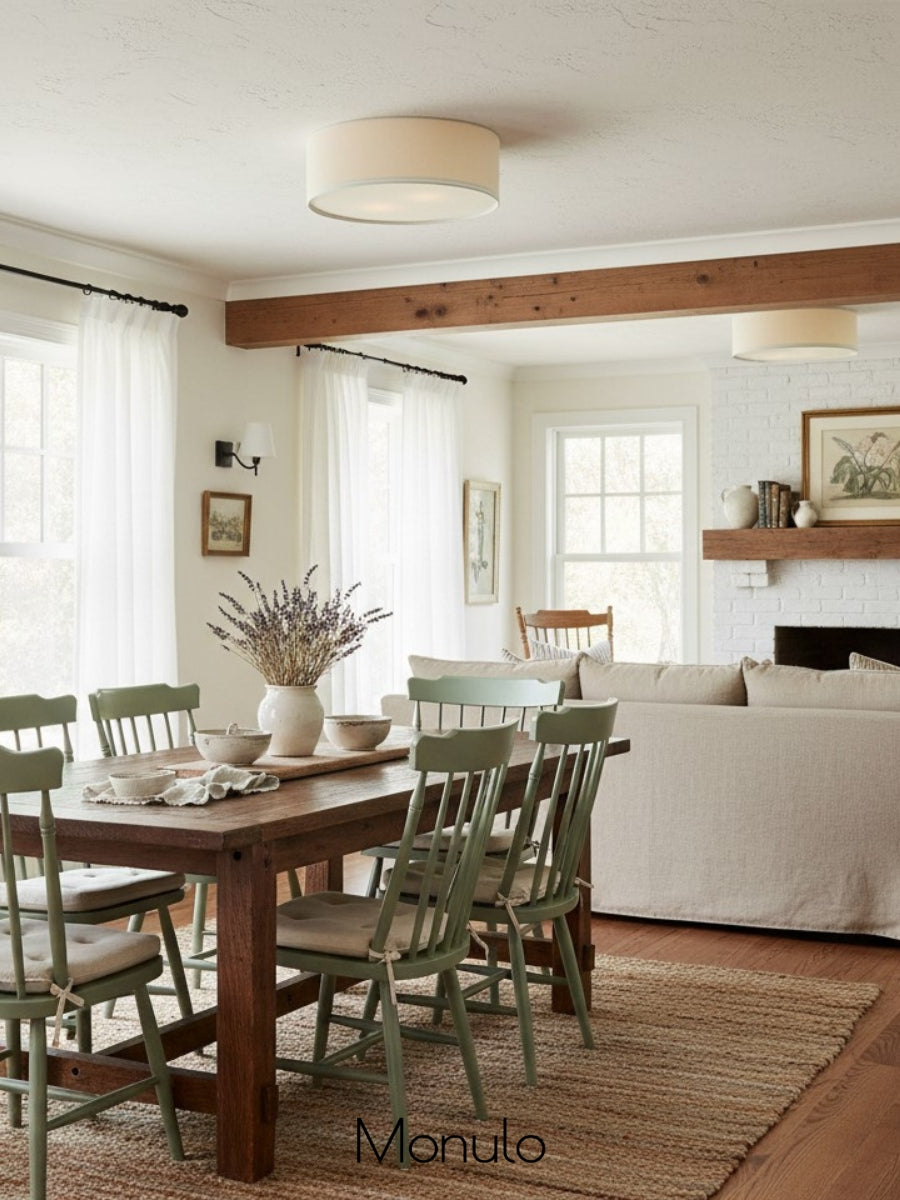 Plafonnier tambour Dumora - Abat-jour en lin, élégance moderne