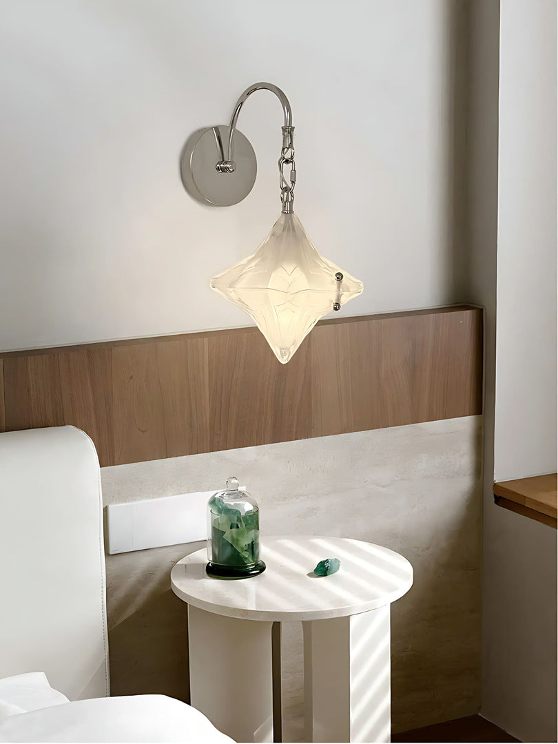 Aplique de pared Art Déco Star - Lámpara de vidrio esmerilado para pasillo - Astris Selene 