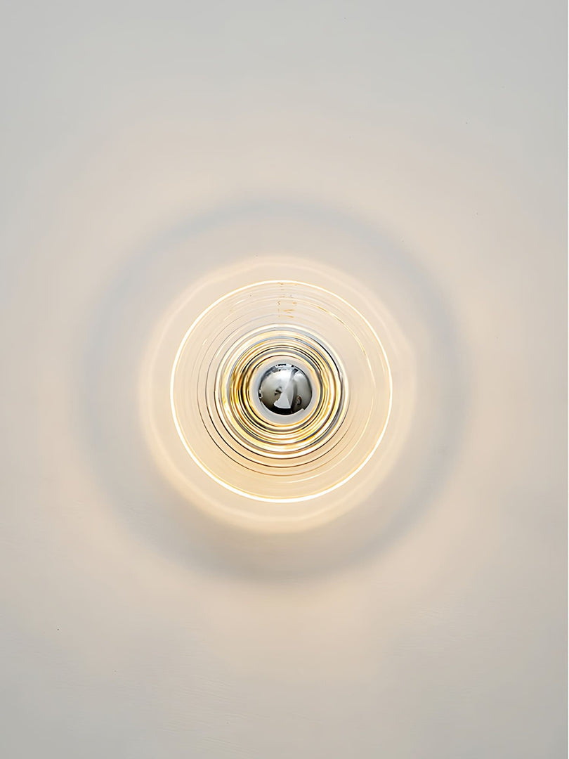 Aplique de cristal acanalado: moderna lámpara de pared de disco para dormitorio