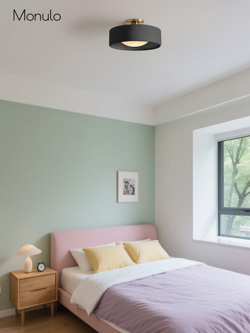 Lámpara de techo empotrada de porcelana: luminaria moderna de perfil bajo 