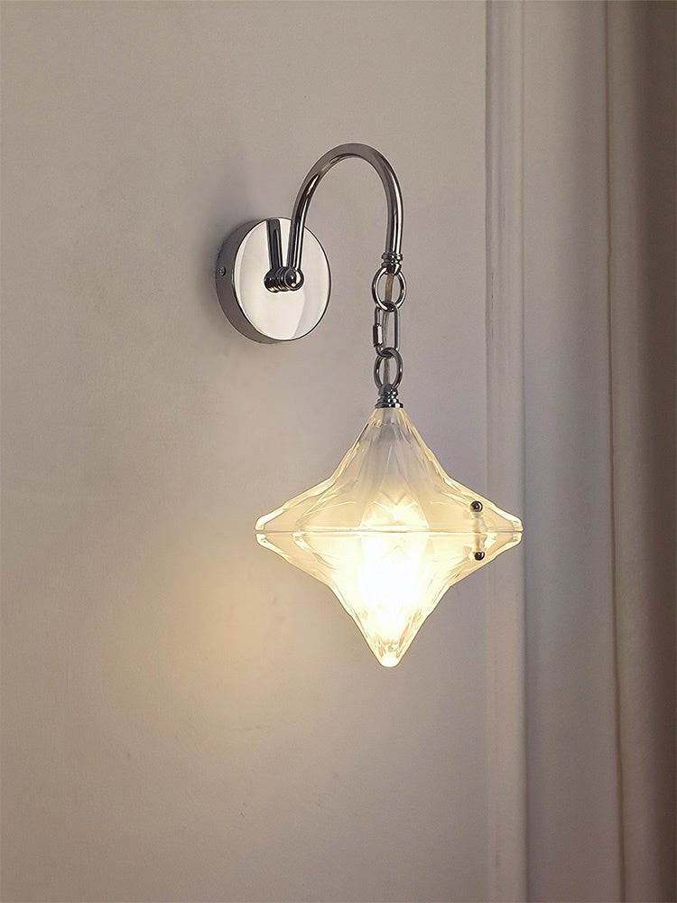 Aplique de pared Art Déco Star - Lámpara de vidrio esmerilado para pasillo - Astris Selene 