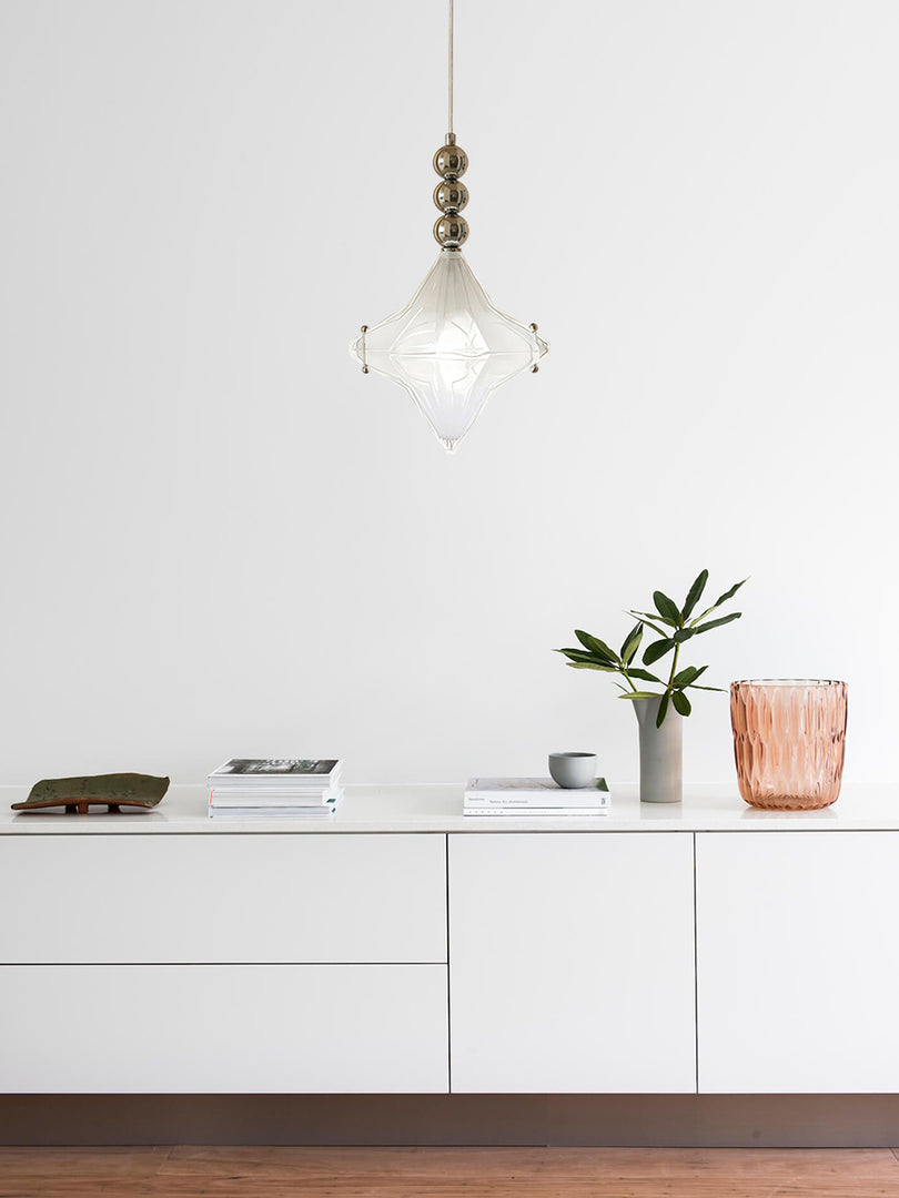 Lámpara colgante Art Déco Star de cristal esmerilado con estilo geométrico - Astris Elara 