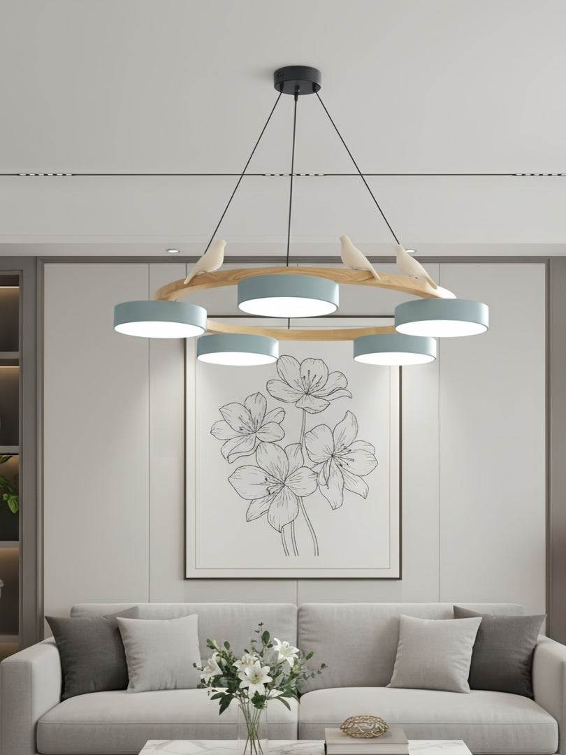 Modern Creative Colourful Circle Bird Chandelier