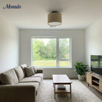 Cargar imagen en el visor de la Galería, Lámpara de techo empotrada Jelvane Linen Drum: moderna lámpara de techo de tela para dormitorio