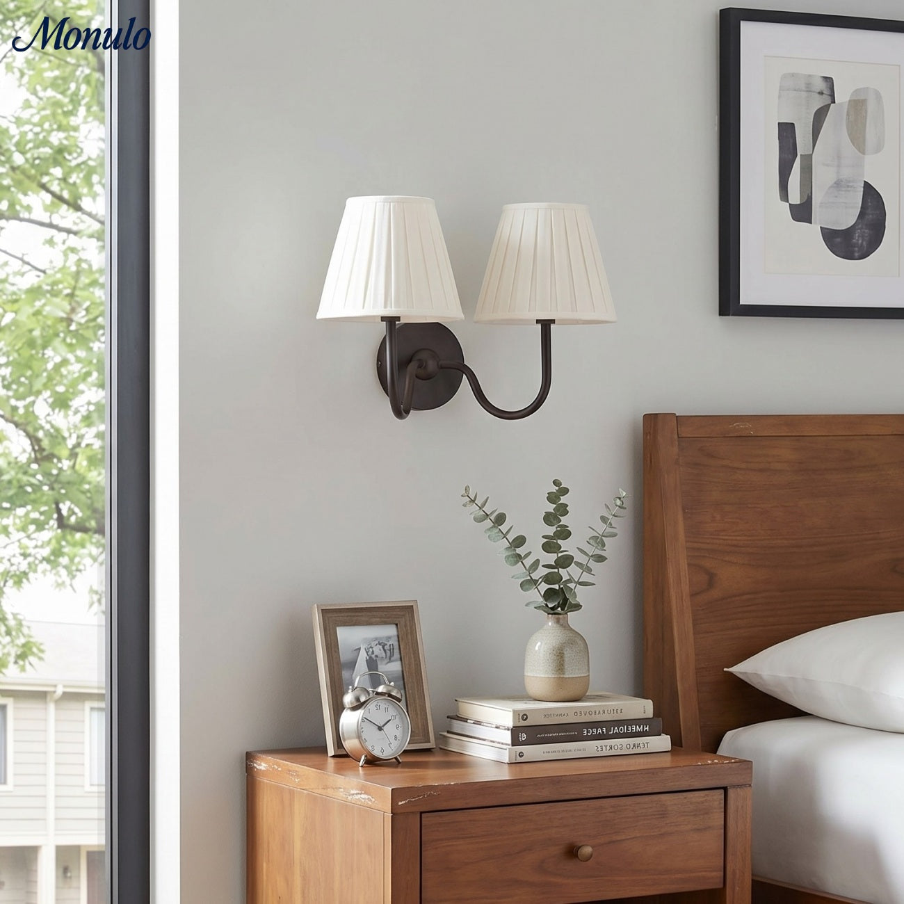 Luvora Fabric Shade Wall Sconce with Drum Shade - Classic Pleated Sconce Light