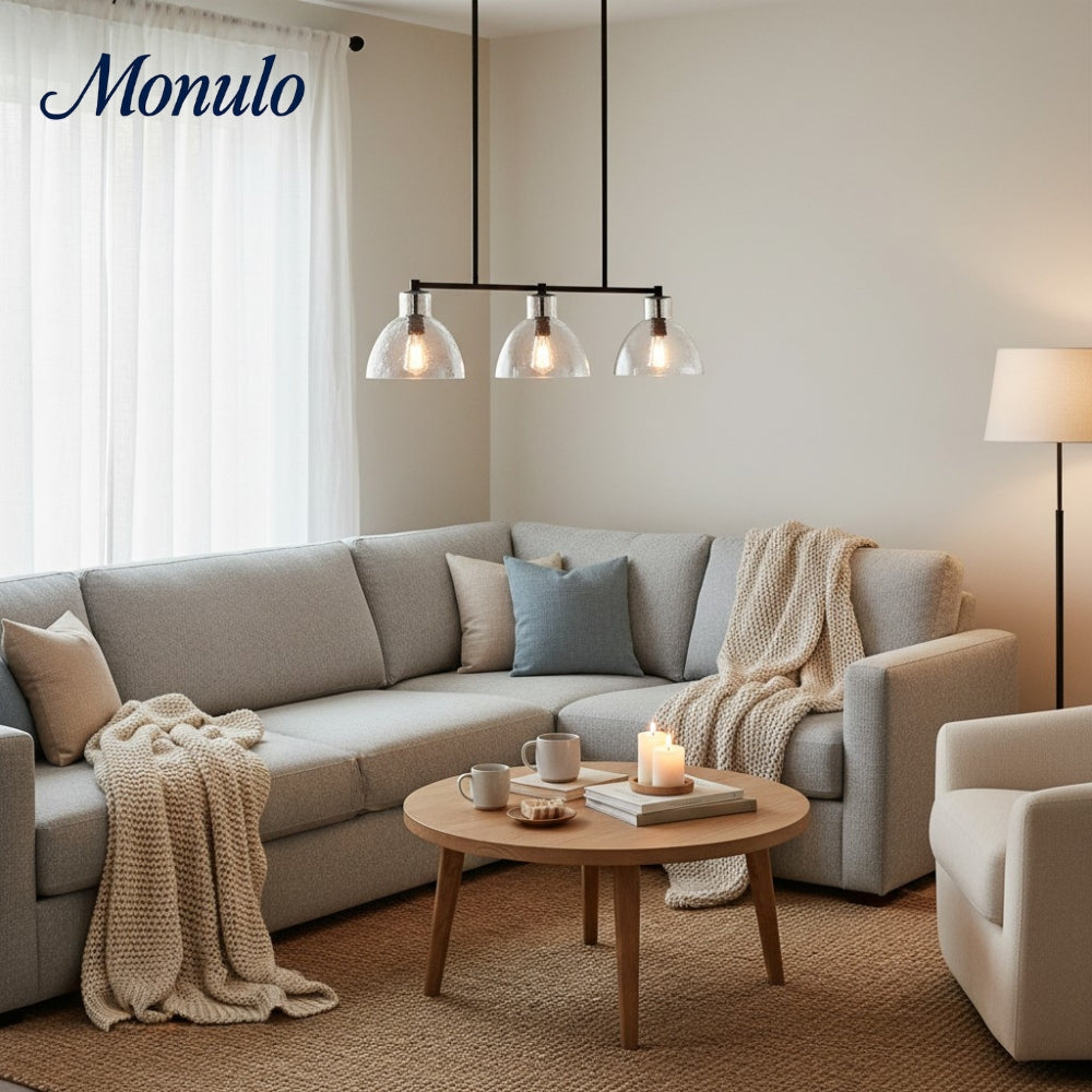 Glavira Contemporary Linear Pendant Light – Klarglas-Schirm mit Messing- oder Bronze-Finish