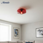 Cargar imagen en el visor de la Galería, Lámpara de techo empotrada de vidrio ondulado multicolor vintage Verdoma - Lámpara de techo decorativa retro para cocina o pasillo